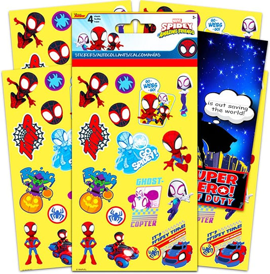 Marvel Spidey and His Amazing Friends Stickers - 60 Spiderman Stickers Featuring Peter Parker, Miles Morales, and Gwen Stacy (Spiderman Party Supplies)