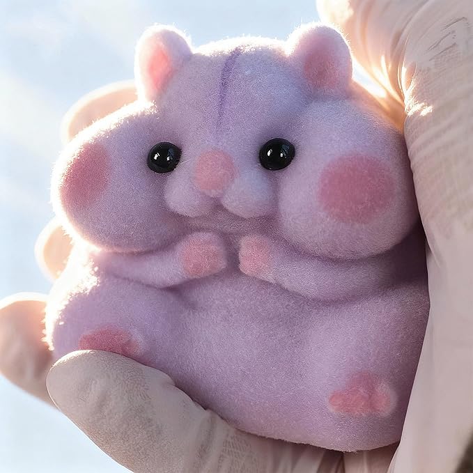Handmade Taba Squishy Hamster Toy, Cute Squishy Hamster Fidget Toy, Realistic Soft Silicone Mochi Furry Toy, Stress Relief Gift for Adults & Kids, Sensory Anxiety Plushie (Purple)