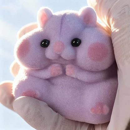 Handmade Taba Squishy Hamster Toy, Cute Squishy Hamster Fidget Toy, Realistic Soft Silicone Mochi Furry Toy, Stress Relief Gift for Adults & Kids, Sensory Anxiety Plushie (Purple)