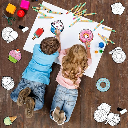 30 Pcs Dessert Crafts Color Your Own Sweet Treat Magnets for Kids DIY Coloring Ice Cream Magnet Kits for Art Donut Party Favors Birthday School Activities Ornaments