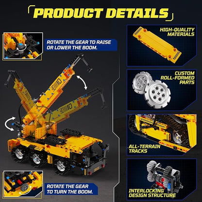 HPROMOT 5-in-1 Building Toys STEM Robotics Kits - Remote-Controlled Excavator Engineering Kit for Kids Ages 8-16 with 535 Pieces, DIY Educational Science Kits Gift for Boys & Girls