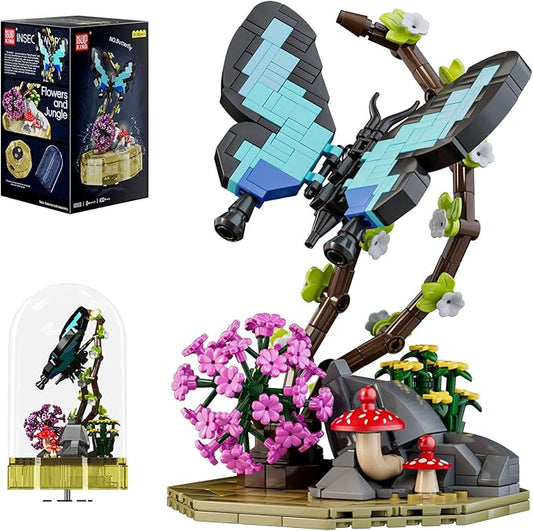 Mould King Butterfly Insect Building Block Set, Creative Flower Bug Kits Toys with Music Display Box, Collection DIY Office Home Decor for Adutls Kids Girls 8+, 10103