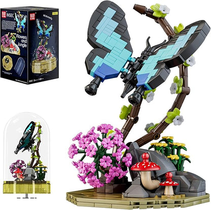 Mould King Butterfly Insect Building Block Set, Creative Flower Bug Kits Toys with Music Display Box, Collection DIY Office Home Decor for Adutls Kids Girls 8+, 10103