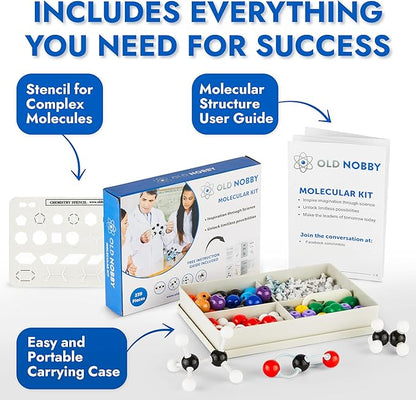 Old Nobby Lessons in Chemistry Model Kit - 239 Pc Molecular Model Kit Organic Chemistry for Students - Complete Molecular Model Kit, Chemistry Set for STEM, Visualizing Bonds and Structures