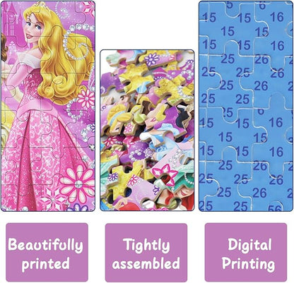 Princess Puzzles for Kids Ages 4-8 60 Pieces Puzzles for Kids Ages 3-5 Princess Puzzle for Girls and Boys Toys Jigsaw Puzzles in a Metal Box Educational Puzzles (Princess 0685)