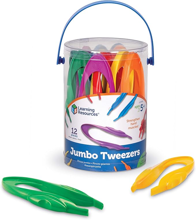 Learning Resources Jumbo Tweezers - Sensory Bin Tools , Water Table Toys, Montessori Grabber Tool, School and Teacher Supplies, Toddler Activities, Fine Motor, Daycare Essentials