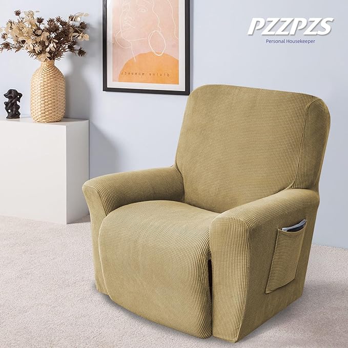 Recliner Chair Cover Lazy Boy Recliner Covers Recliner Covers for Recliner Chair 1 Piece Furniture Protector Prevent wear and pet Hair（Recliner,Tan Brown）