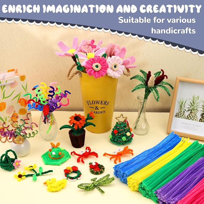 Pipe Cleaners, 100PCS Christmas Pipe Cleaners Craft Supplies, Grey Pipe Cleaners Bulk Fuzzy Sticks for DIY Art and Craft Projects Home Decoration