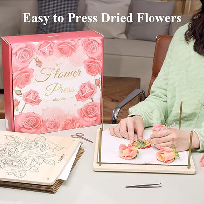 Aboofx Flower Press Kit, Craft Kits 11.2" x 11.2" 8 Layers Wooden Flower Pressing Kit for Crafts Pressed Flowers and Plant for DIY Art, Preservation for Bookmark Frame Wedding Drying