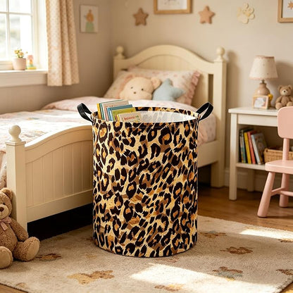 Kids Laundry Basket,Leopard pattern hamper,Nursery Hampers,Waterproof folding Storage Bin with handle,Clothes Organizer Baskets,kid Room Decor(Leopard pattern)