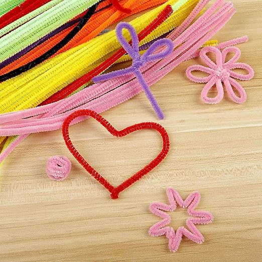 EpiqueOne 1300-Piece Arts & Craft Supply Set | Includes 1200 Chenille Pipe Cleaner Stems in 12 Colors & 100 Googly Eyes | Ideal for Use at Home & School for DIY Art & Craft Projects, Decoration & More