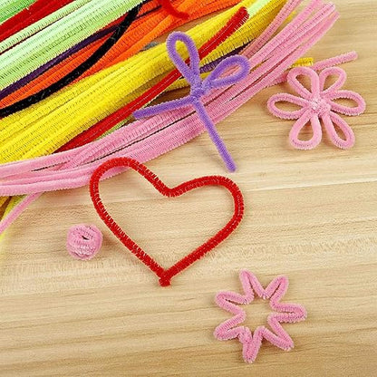 EpiqueOne 1300-Piece Arts & Craft Supply Set | Includes 1200 Chenille Pipe Cleaner Stems in 12 Colors & 100 Googly Eyes | Ideal for Use at Home & School for DIY Art & Craft Projects, Decoration & More