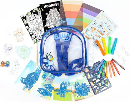 Horizon Group USA Bluey Ultimate Activity Backpack, 10+ Creative Projects in a Reusable Bag, Less-Mess Toddler Toys, Road Trip Essentials for Kids, Great Airplane Toy