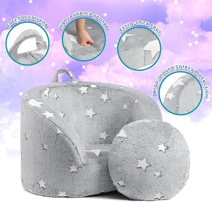 ALIMORDEN Snug-Arch Toddler Couch, Comfy Foam Baby Chair, Ergonomic Toddler Chair with a Snug Embrace Design for Boys and Girls