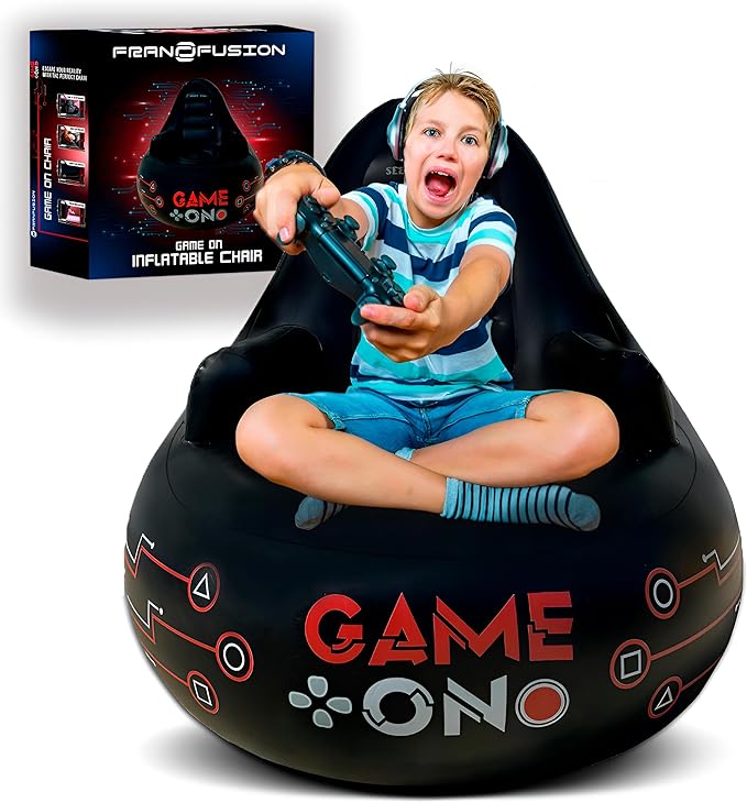 Huge Inflatable Gaming Chairs for Adults, Kids & Teens of All Ages - with Cup Holders & Side Pocket - Premium Game Chair for Gaming Room Décor, Video Gaming, and Comfortable Seating