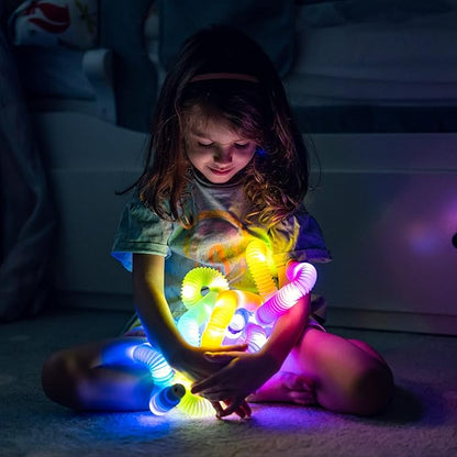 nutty toys Light Up Pop Tubes - Sensory Toys - Glow Sticks for Kids, Fine Motor Skills Toddler Fidget, Top ADHD & Autism 2025, Best Preschool Gifts Idea, Unique Boy & Girl Valentines Day Presents