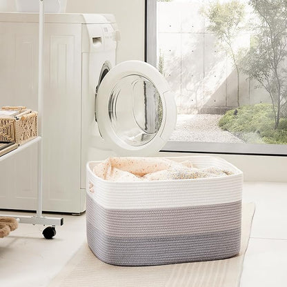 Artfeel Blanket Basket,Rectangle Woven Baskets for Storage,100L Laundry Basket for Decorative Nursery Blanket,Toys,Dirty Clothes and Magazine in Shelves,Baby Room,and Living Room