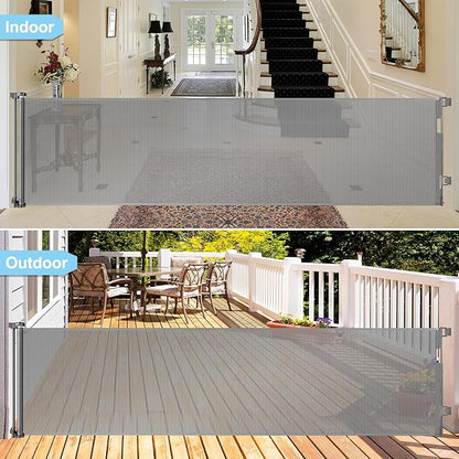 120 Inch Extra Wide Baby Gate Extra Long Dog Gate for The House Retractable Baby Gates for Doorways Super Large Pet Gate for Dogs Indoor Mesh Child Gates for Wide Openings Safety Toddler Gates (Grey)