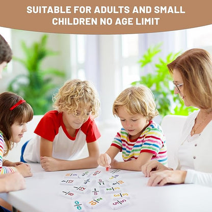 Mexican Train Dominoes Set with Numbers - Double 12 Colored Number Dominoes - Includes 91 Tiles with 9 Trains, 4 Wooden Trays and Storage Bag for 2-8 Players Ages 8+