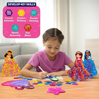 Skillmatics Art & Craft Activity - Poke-in Art Magical Princesses, Mess-Free Art for Kids, Craft Kits, DIY Activity, Valentine's Day Gifts for Girls & Boys Ages 4, 5, 6, 7, 8, 9