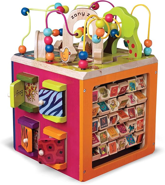 B. toys - Zany Zoo - Wooden Activity Cube - Educational Toys - Wooden Toys for Toddlers, Kids - 1 Year +