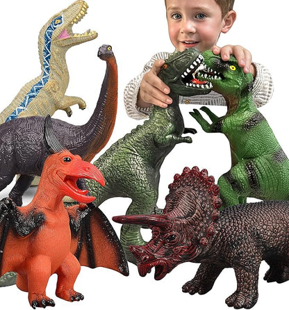 6 Piece Jumbo Dinosaur Toys for Kids and Toddlers, Dinosaur Toys for Kids 3-5, Large Soft Dinosaur Toys for Dinosaur Lovers - Perfect Dinosaur Party Favors, Birthday Gifts