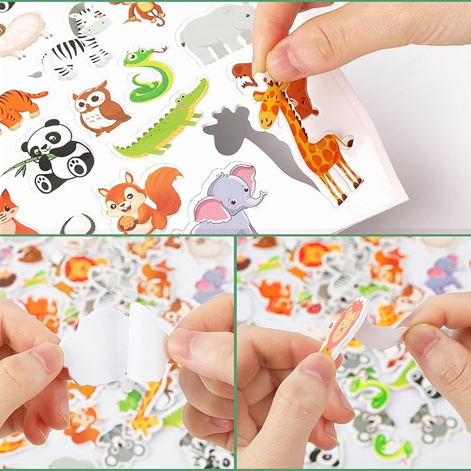 JULBEAR 300 Pieces Animals Foam Stickers Bulk Self-Adhesive Cartoon Forest Animals Reward Stickers for Arts Crafts Animals Forest Theme Party Favors Decoration Home Classroom Teaching DIY Supplies