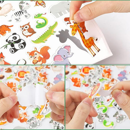 JULBEAR 300 Pieces Animals Foam Stickers Bulk Self-Adhesive Cartoon Forest Animals Reward Stickers for Arts Crafts Animals Forest Theme Party Favors Decoration Home Classroom Teaching DIY Supplies