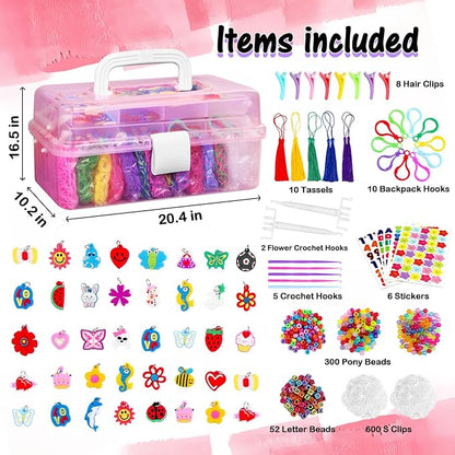 FUNZBO Rubber Band Bracelet Kit - 18000+ Loom Bracelet Kit, 32 Colors Loom Bands for Bracelets Making Kit, Rubberband Bracelets Kit Toy for Toddlers Girls Birthday Gift Age 5+ Years Old