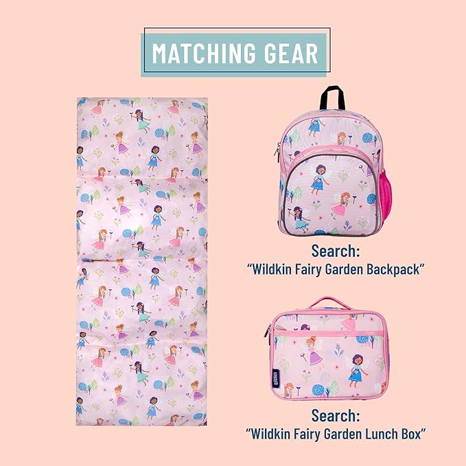 Wildkin Kids Floor Lounger: Ideal for Boys and Girls, Travel-Friendly, Perfect for Sleepovers - Pillow Lounger for Kids, Requires Standard Size Pillows Not Included (Fairy Garden)