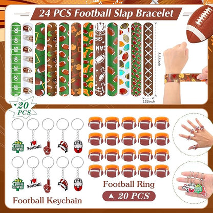 Aoriher 238 Pcs Football Sport Party Favors Set Football Birthday Gift Football Cup Fillers with Straw Football Whistle Stamper Slap Bracelet Keychain Ring Tattoo Sticker for Sport Party Supplies