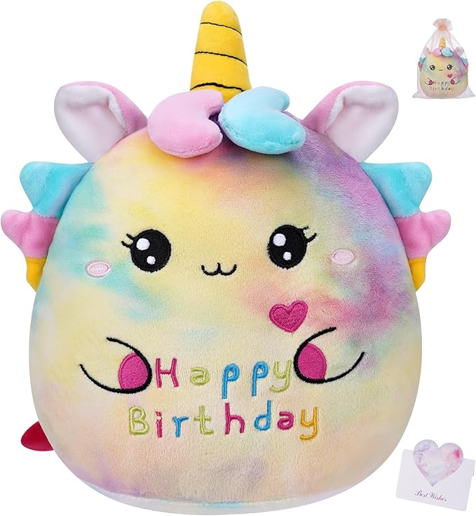 Birhtday Gift Unicorn Plush Toy - Adorable Birthday Unicorn Stuffed with Card, Perfect Birthdays Stuffed Animal, 9 Inch