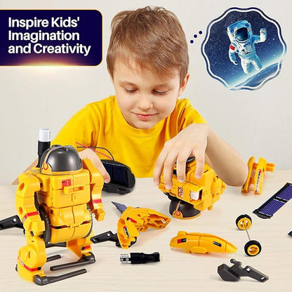 COBFDHA STEM Projects for Kids Age 8-12, Science Kits Boys, Solar Robot Space Toys Gifts 8-14 Year Old Teen Boys Girls, 120Pcs Building Experiments Robots Teenage Ages 9 10 11 12 , Yellow