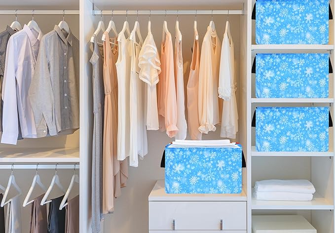 MAIZMZ Snow Storage Basket,Kids Storage Bins Closet Organizer Cube Collapsible Nursery Hamper Waterproof Clothes Toy Bin Book Shelf Party Decor