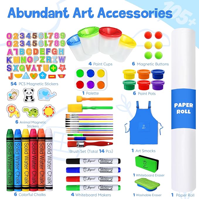 Joyooss Art Easel for Kids Easel for Toddlers, Kids Art Easel Magnetic Whiteboard & Chalkboard Adjustable Standing Wooden, Art Easel for Kids Age 4-8 9-12 Easel Kids Easels for Toddler Art Easel