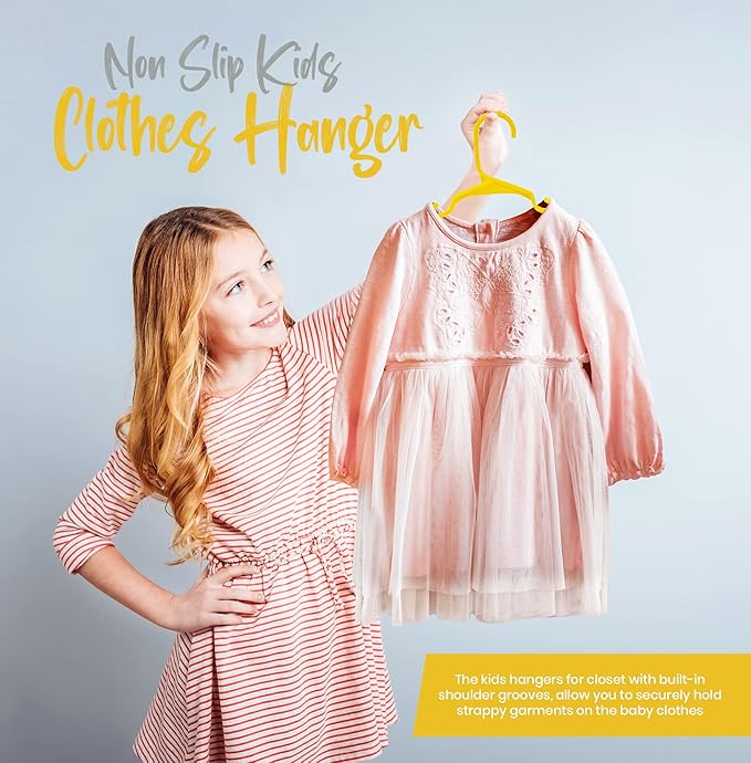 Utopia Home 60 Pack Kids Hangers - 11.5 Inch Plastic Baby Hangers for Closet - Childrens Hanger for Clothes & Infant Hanger for Closet - Ideal for Everyday Standard Use (Yellow)