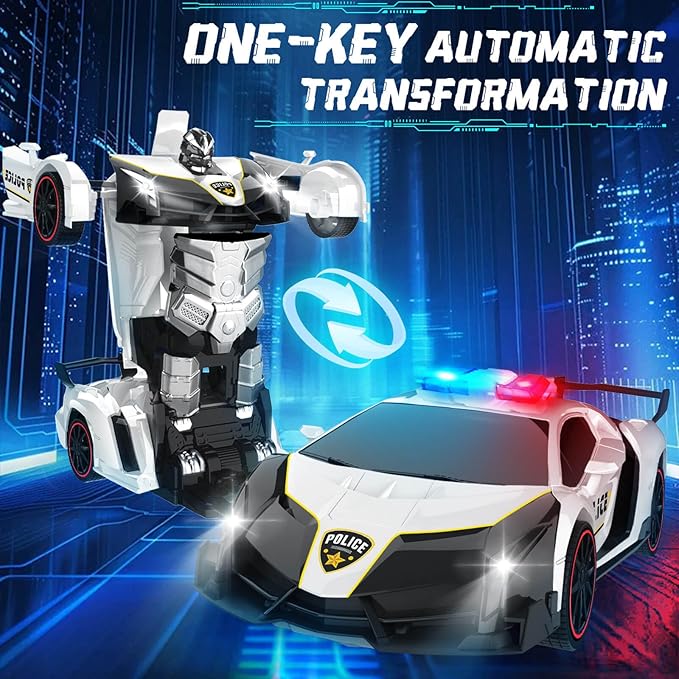 Dolanus Remote Control Car - Transform Police RC Cars, Robot Toys for Ages 5-7, Kids Toys, 4 Year Old Boy Toys, Birthday Gifts for Boys Kids Toddlers, Toys for 3 4 5 6 7 8 10 12 Years Old Boy- Black