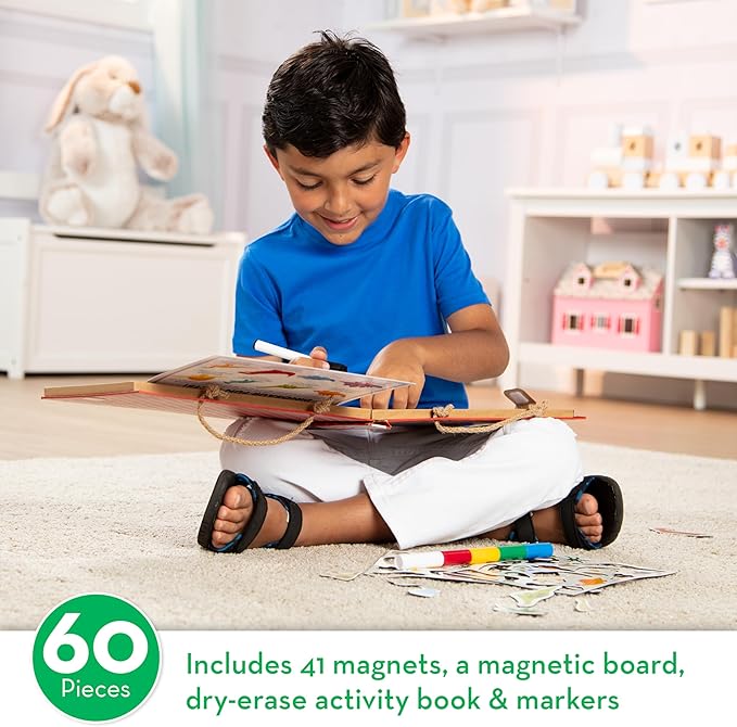 Melissa & Doug Natural Play: Play, Draw, Create Dinosaurs Drawing Activity Set & Magnet Kit - Reusable Mess-Free Travel Activity