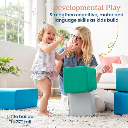 ECR4Kids Softzone Foam Big Building Blocks, Soft Play for Kids (7-Piece Set), Toddler blocks, Contemporary