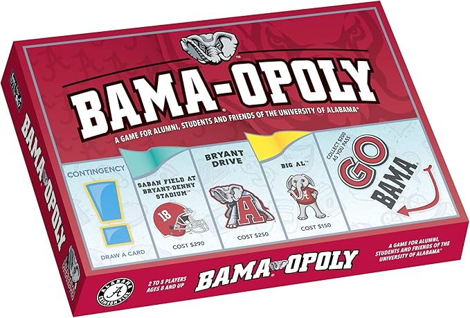 Late for the Sky BAMAOPOLY University of Alabama Board Game, Campus Landmarks Edition, 2–6 Players Ages 8+, Family Party Strategy Opoly for Alumni Students Fans