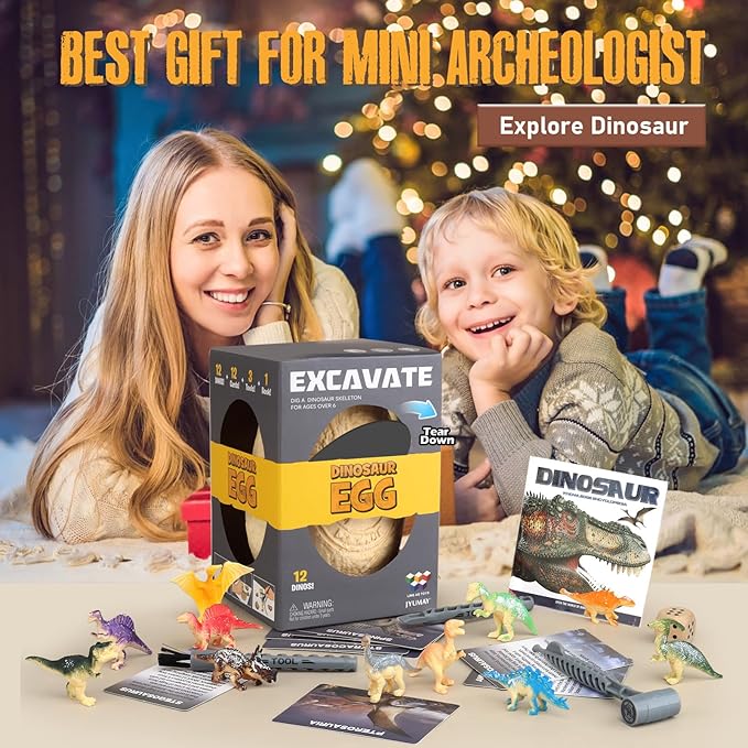 Jumbo Dino Egg Dig Kit - 12 Dinosaurs Excavation Kit, Dinosaur Toys for Kids 5-7, Fossil Dino Toys Dig Kits for Dinosaur Collection, Dinosaur Toys Gifts for Boys Girls 6 and up Year Old Birthday Gift