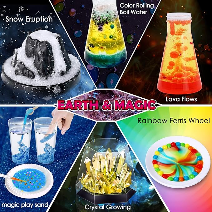 UNGLINGA 260+ Experiments Science Kits for Kids, S.T.E.M Science Projects, Chemistry Set, Christmas Birthday Toys Gifts Idea for Boys Girls, Dig Volcano Gemstones, Educational Scientist Set