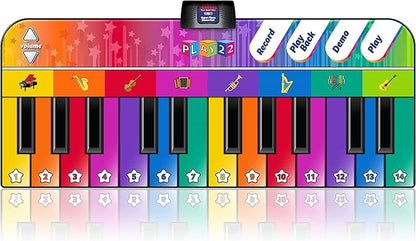 Play22 6 ft. Floor Piano Mat for Toddlers - Giant Piano Playmat, 24 Keys, 8 Musical Instruments, Adjustable Vol, Built in Songs, Record & Playback - Best Musical Toy Gift for Boys & Girls Ages 3-10