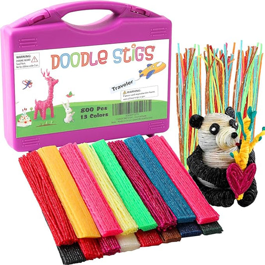 CALPALMY Wax Craft Sticks 800PCS - 13 Neon Colors of 6" Bendable Waxed Yarn Sticks Purple Travel Kit - DIY Craft Sticks for Kids' Road Trip, Partty and School Project Supplies