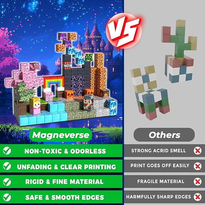 Magneverse 150 PCS 0.8in Magnetic Blocks - Easter Toys, Magnetic Building Blocks Cubes, Stacking Magnets, Birthday Easter Gifts for Age 3+ Years Old (Theme: Princess & Knight)