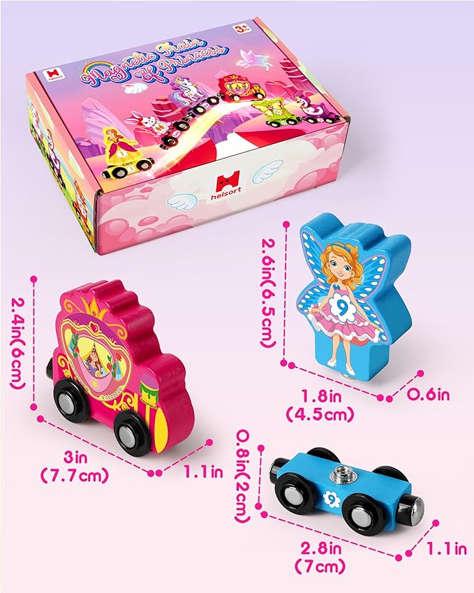 Helsort Wooden Number Train Set for Toddlers, Magnetic Unicorn Trains Toys, Numbers Matching Game for Ages3-5, Toddler Learning Toys, Fine Motor Skills Preschool Activities Birthday Gifts for Girls
