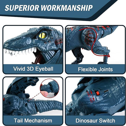 Large Remote Control Dinosaur Toys Kids - Jurassic Velociraptor Toys Imitates Walking and Sounds - Robot Toys That Can Sing, Shaking Head and Tail