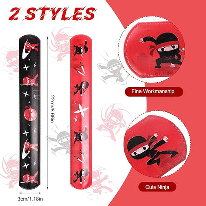 Cindeer 18 Set Ninja Party Favors, Includes Ninja Theme Drawstring Bags, Stretchy Flying Ninjas and Stars Slingshots Stretch Toys, Slap Bracelets for Karate Ninja Birthday Party Favor Supplies