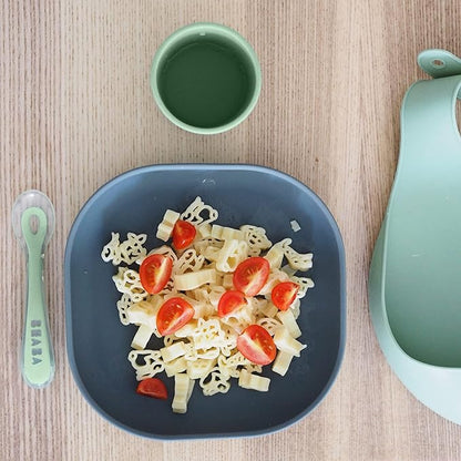 BEABA 100% Silicone 4 Piece Baby Feeding Set, Suction Plates for Baby, Includes Plate, Bowl, Cup, 2nd Stage Silicone Spoon, High Grade Food Safe Silicone, Mineral