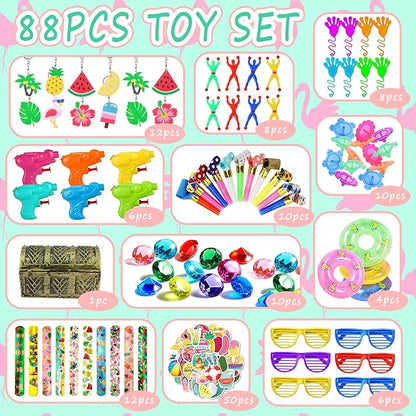 Pool Party Favors Summer Goodies Bracelets Stickers Gifts Pinata Filler Bulk for Summer Party Kid Hawaiian Flamingo Birthday Party Stuffers Supplies (Style 01)